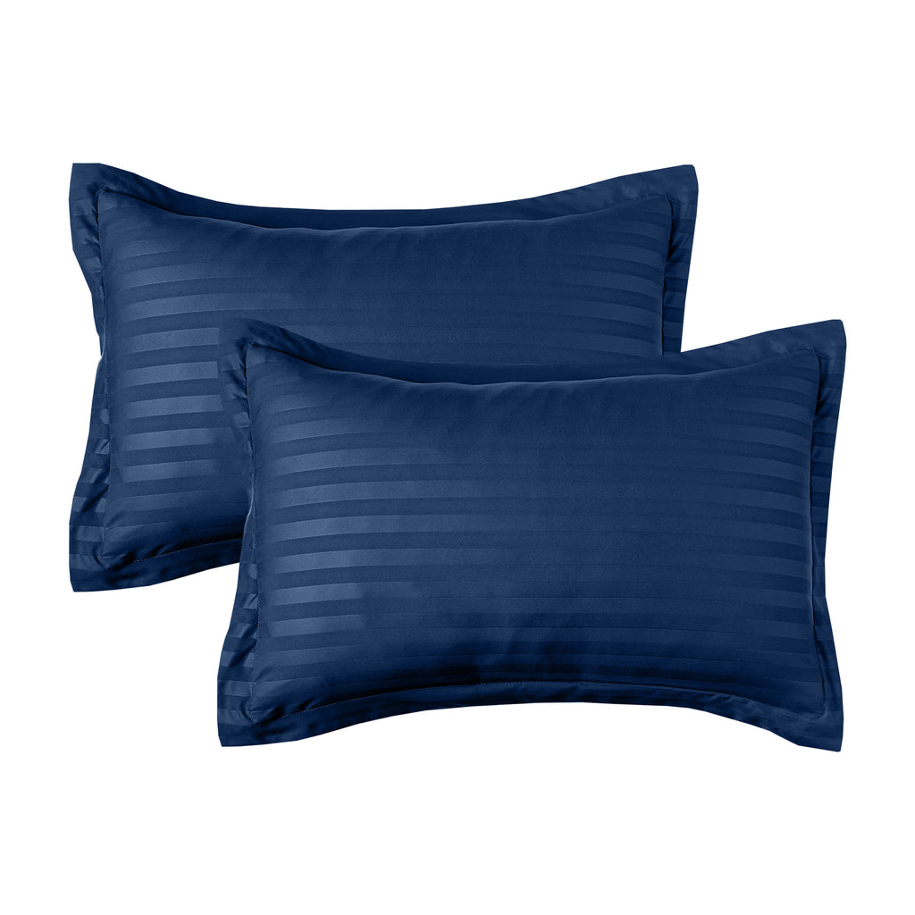 Elegant Comfort 8-Piece Dobby Stripe Comforter Set - Includes 4-Piece Sheet Set with Double Sided Storage Pockets