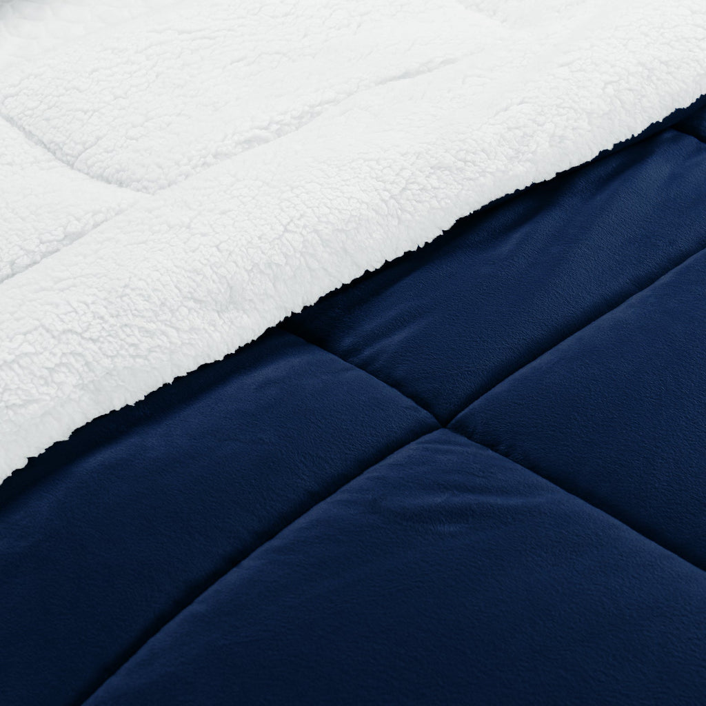 Elegant Comfort 3-Piece Stripe Micro-Suede Reversible Sherpa - Comforter Set
