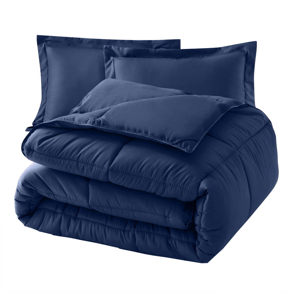 Elegant Comfort 3-Piece Box Stitched Comforter & Shams - Duvet Insert with 4 Corner Tabs