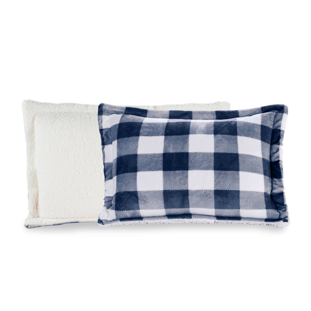 Elegant Comfort 3-Piece Buffalo Micro-Suede Reversible Sherpa - Lodge-Plaid Pattern Comforter Set