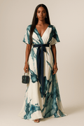 Winona | Langes Kleid mit Aquarell-Druck