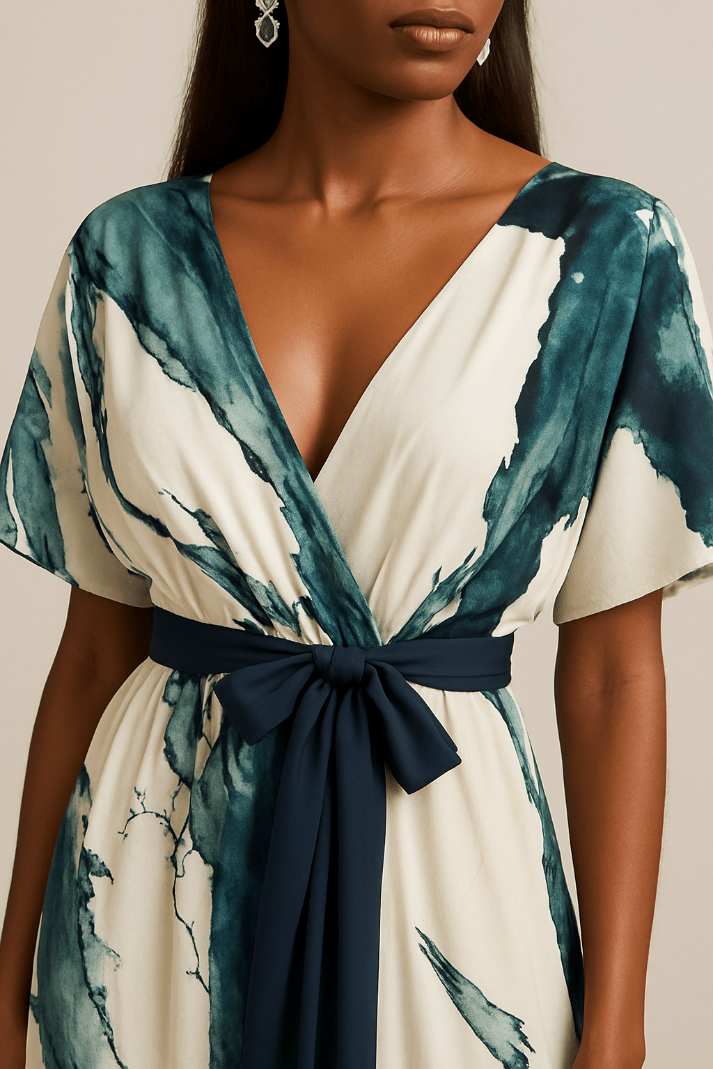 Winona | Langes Kleid mit Aquarell-Druck