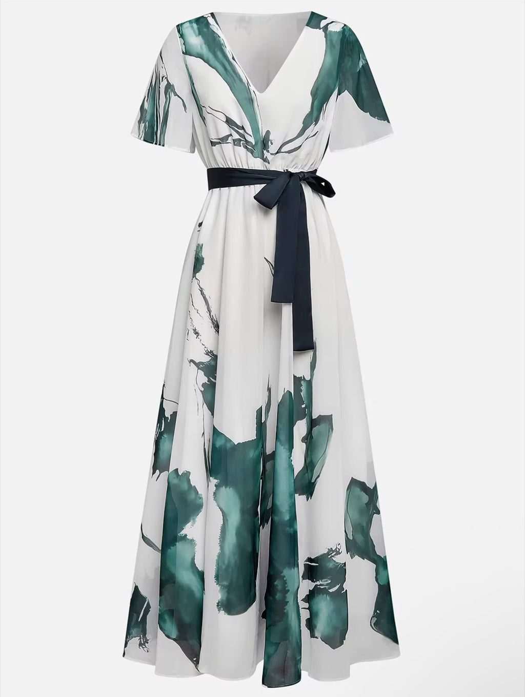 Winona | Langes Kleid mit Aquarell-Druck