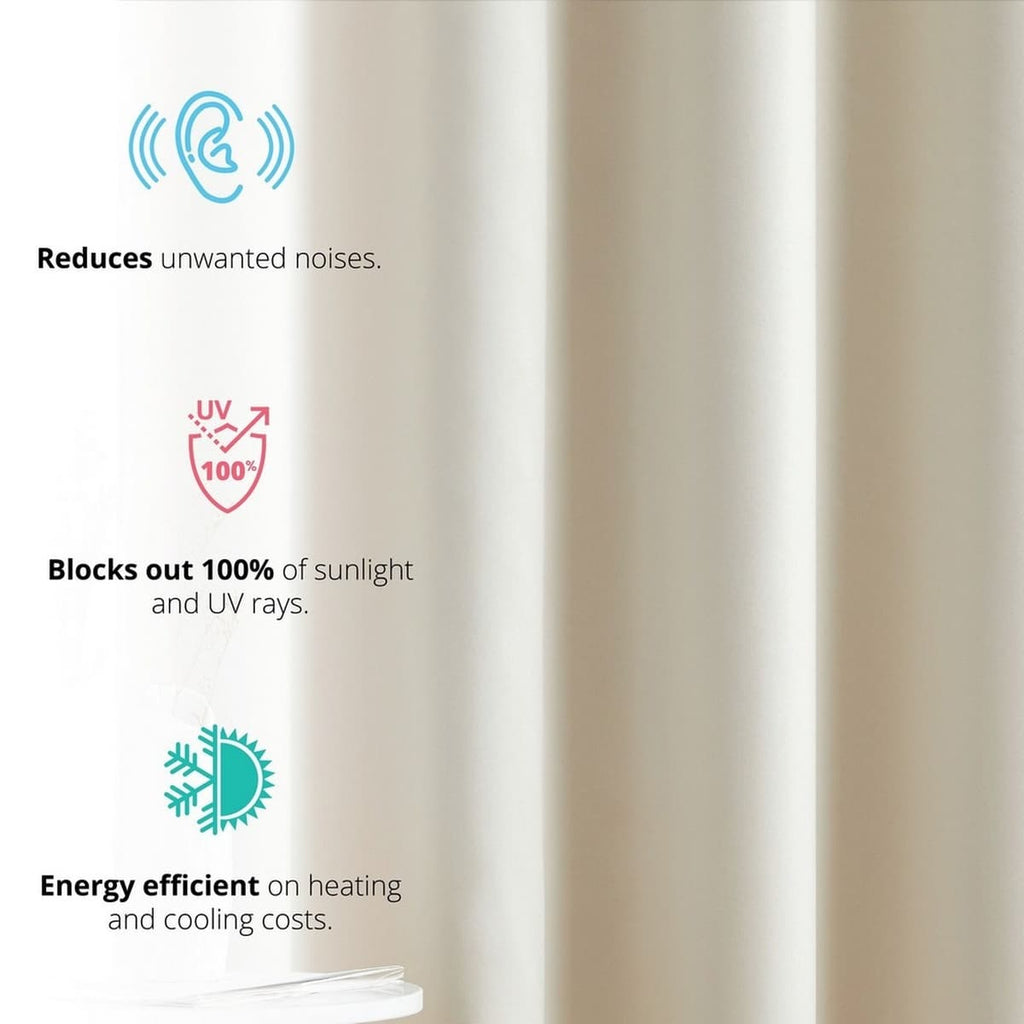 Thd Lawrence 100% Full Blackout Thermal Insulated Energy-Saving Grommet Curtain Panels (Set of 2)