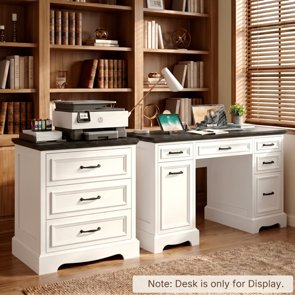 Nightstand Three-Drawer Bedside Storage Chest with Charging Station and Five Finish Options