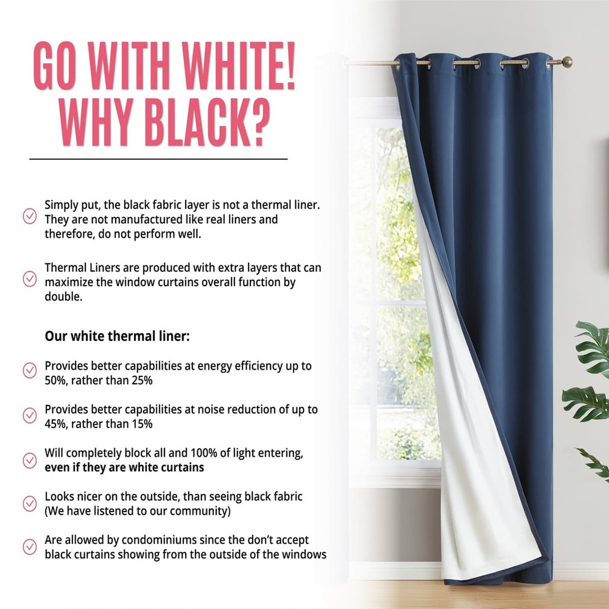 Thd Virginia 100% Blackout Grommet Total Privacy Curtain Panels - Set of 2