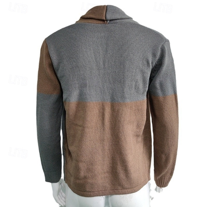 Bertram | Cardigan mit Schalkragen im Colour-Block-Design