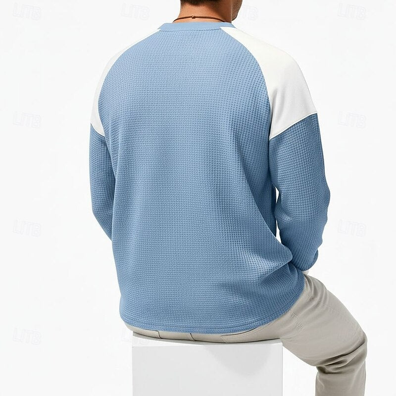 Ashton | Strukturiertes Henley-Shirt mit langen Ärmeln