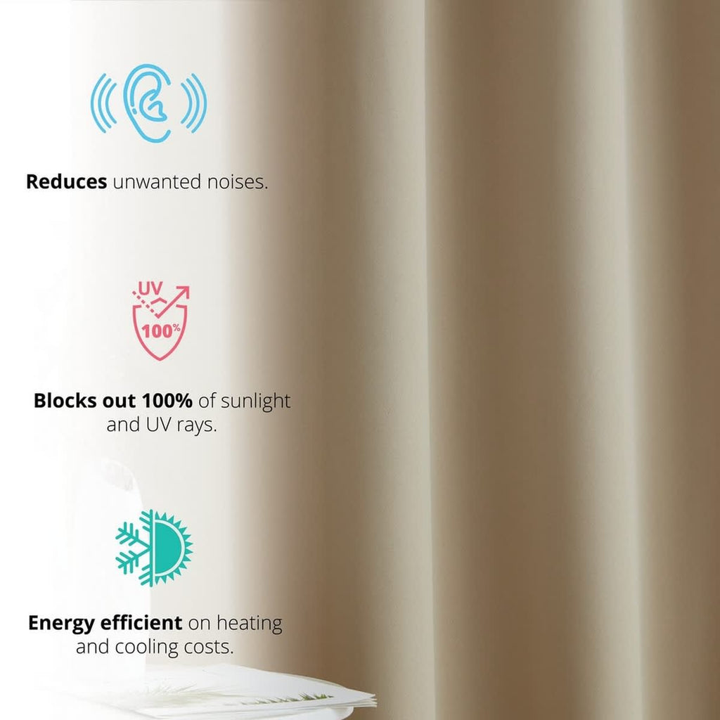 Thd Virginia 100% Blackout Grommet Total Privacy Curtain Panels - Set of 2