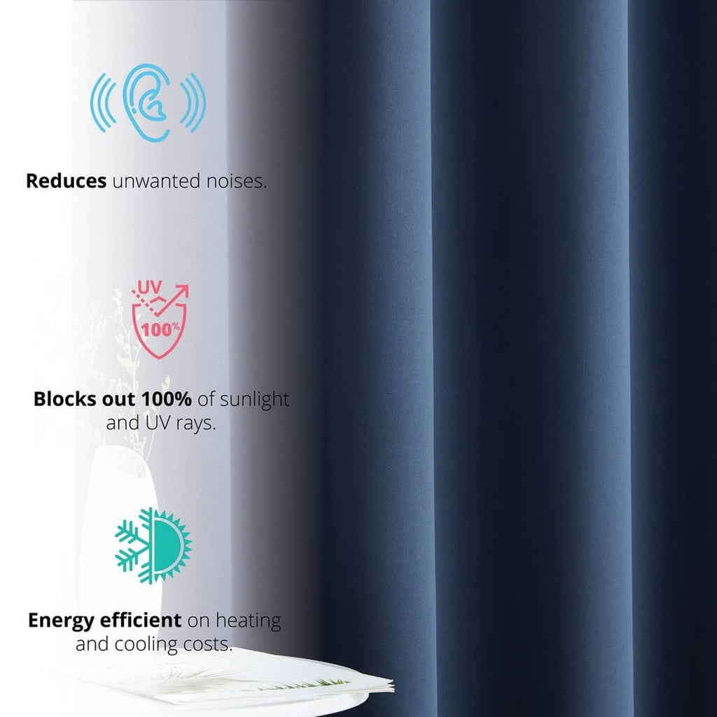 Thd Virginia 100% Blackout Grommet Total Privacy Curtain Panels - Set of 2