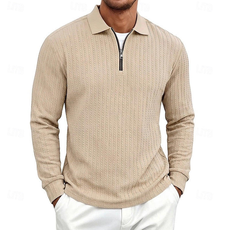 Bryson | Strukturiertes Polo-Shirt mit Reißverschluss