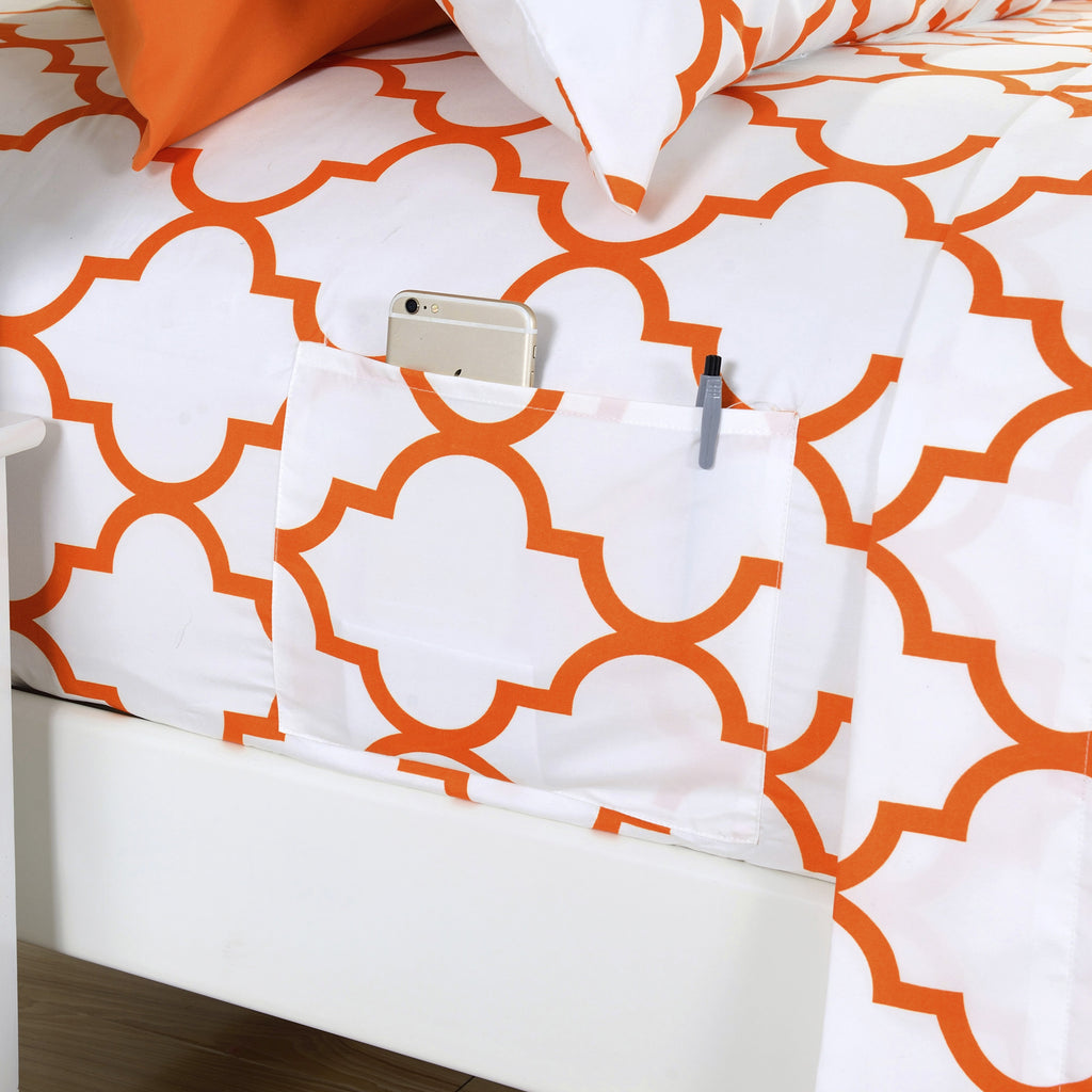 Elegant Comfort 6-Piece Moroccan Trellis Printed Pattern - Soft as a Hotel Premium Quality