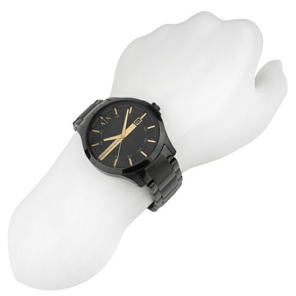 Armani Exchange Hampton AX2413 Herren-Chronograph – Schwarzes Zifferblatt mit schwarzem Edelstahlarmband