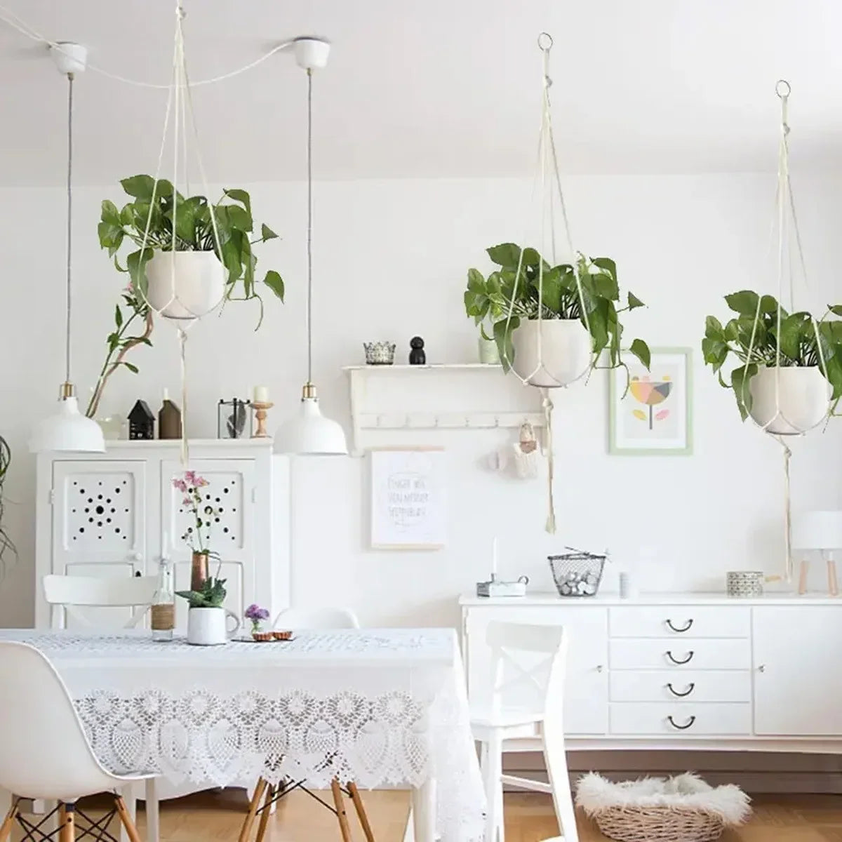 Handmade Cotton Rope Hanging Planter Holders