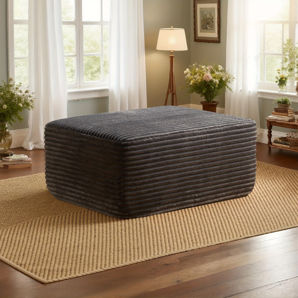 Ottoman Foam-Filled Corduroy Block, 37.01-Inch Width with No-Leg Profile and Nine Color Options