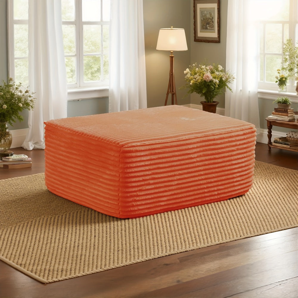 Ottoman Foam-Filled Corduroy Block, 37.01-Inch Width with No-Leg Profile and Nine Color Options