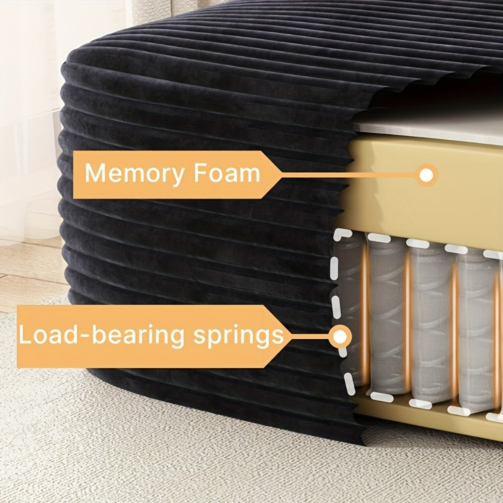 Ottoman Foam-Filled Corduroy Block, 37.01-Inch Width with No-Leg Profile and Nine Color Options