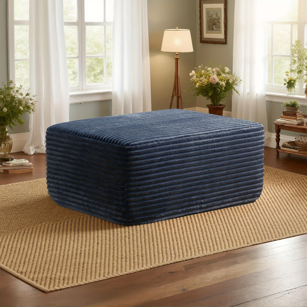 Ottoman Foam-Filled Corduroy Block, 37.01-Inch Width with No-Leg Profile and Nine Color Options