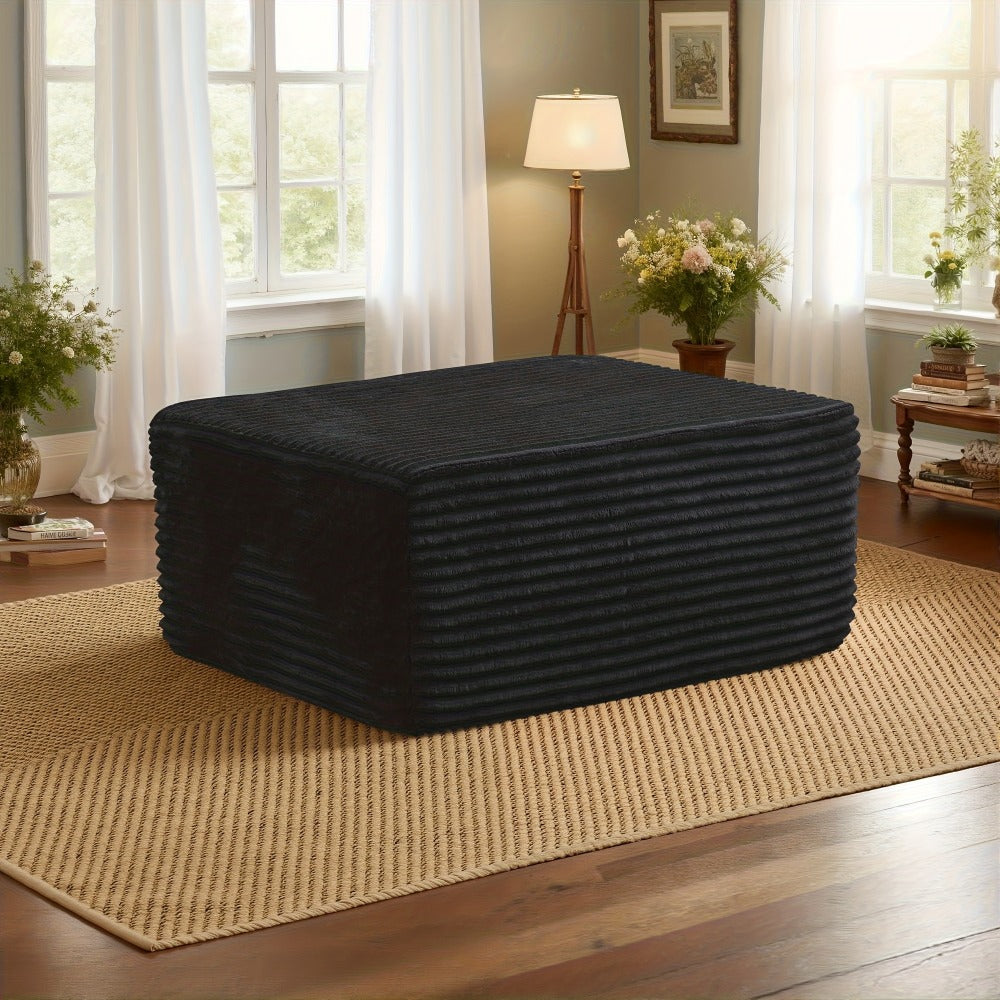 Ottoman Foam-Filled Corduroy Block, 37.01-Inch Width with No-Leg Profile and Nine Color Options