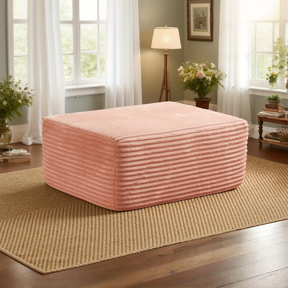 Ottoman Foam-Filled Corduroy Block, 37.01-Inch Width with No-Leg Profile and Nine Color Options