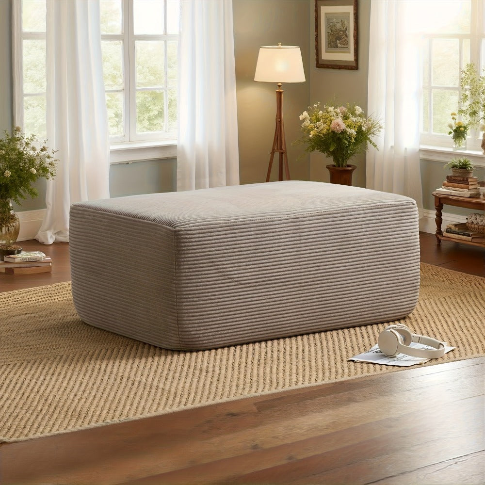 Ottoman Foam-Filled Corduroy Block, 37.01-Inch Width with No-Leg Profile and Nine Color Options