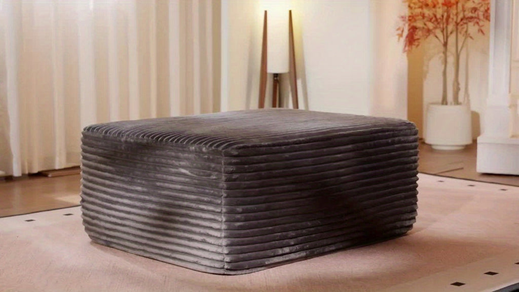 Ottoman Foam-Filled Corduroy Block, 37.01-Inch Width with No-Leg Profile and Nine Color Options