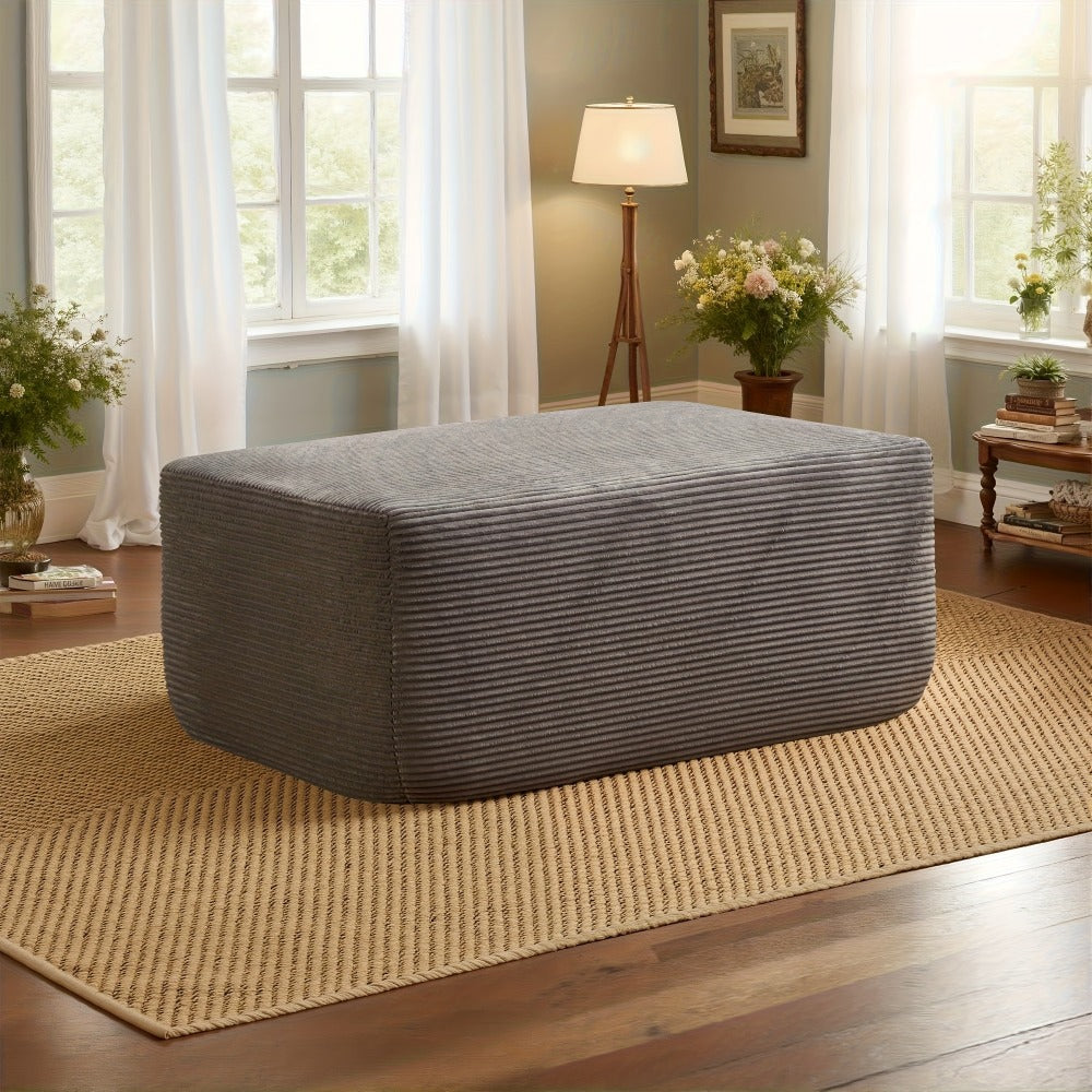 Ottoman Foam-Filled Corduroy Block, 37.01-Inch Width with No-Leg Profile and Nine Color Options
