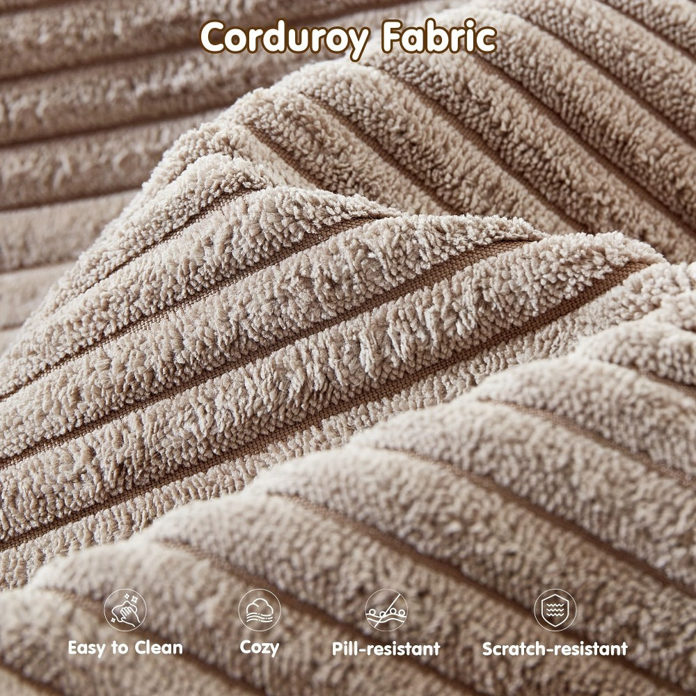 Ottoman Foam-Filled Corduroy Block, 37.01-Inch Width with No-Leg Profile and Nine Color Options