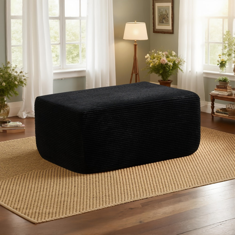 Ottoman Foam-Filled Corduroy Block, 37.01-Inch Width with No-Leg Profile and Nine Color Options