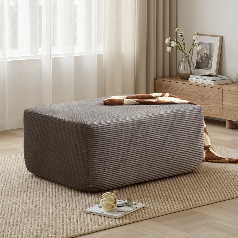 Ottoman Foam-Filled Corduroy Block, 37.01-Inch Width with No-Leg Profile and Nine Color Options