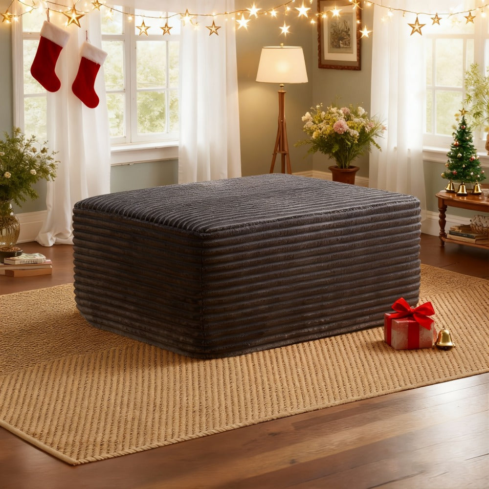 Ottoman Foam-Filled Corduroy Block, 37.01-Inch Width with No-Leg Profile and Nine Color Options