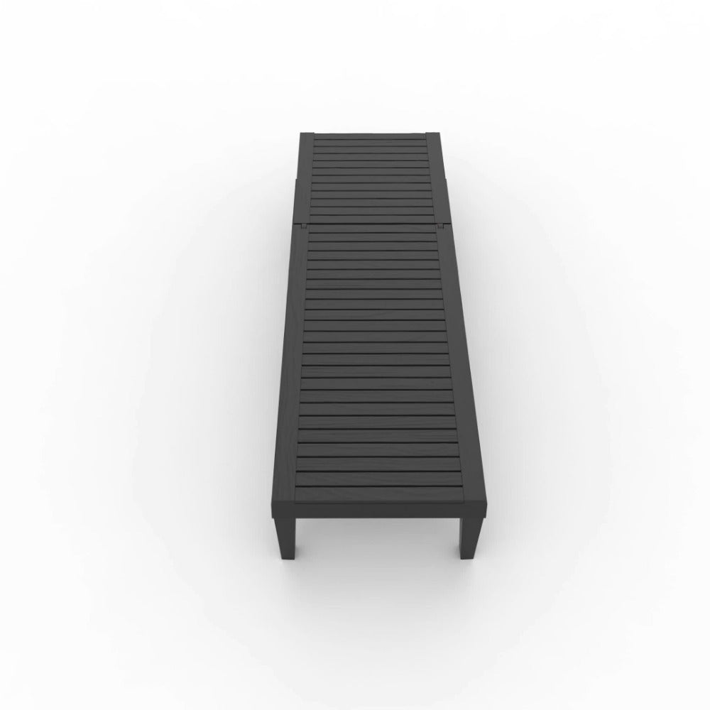Adjustable 5-Position Resin Outdoor Chaise Lounge with Wood-Look Slats and Black or Light Brown 1- or 2-Chair Options