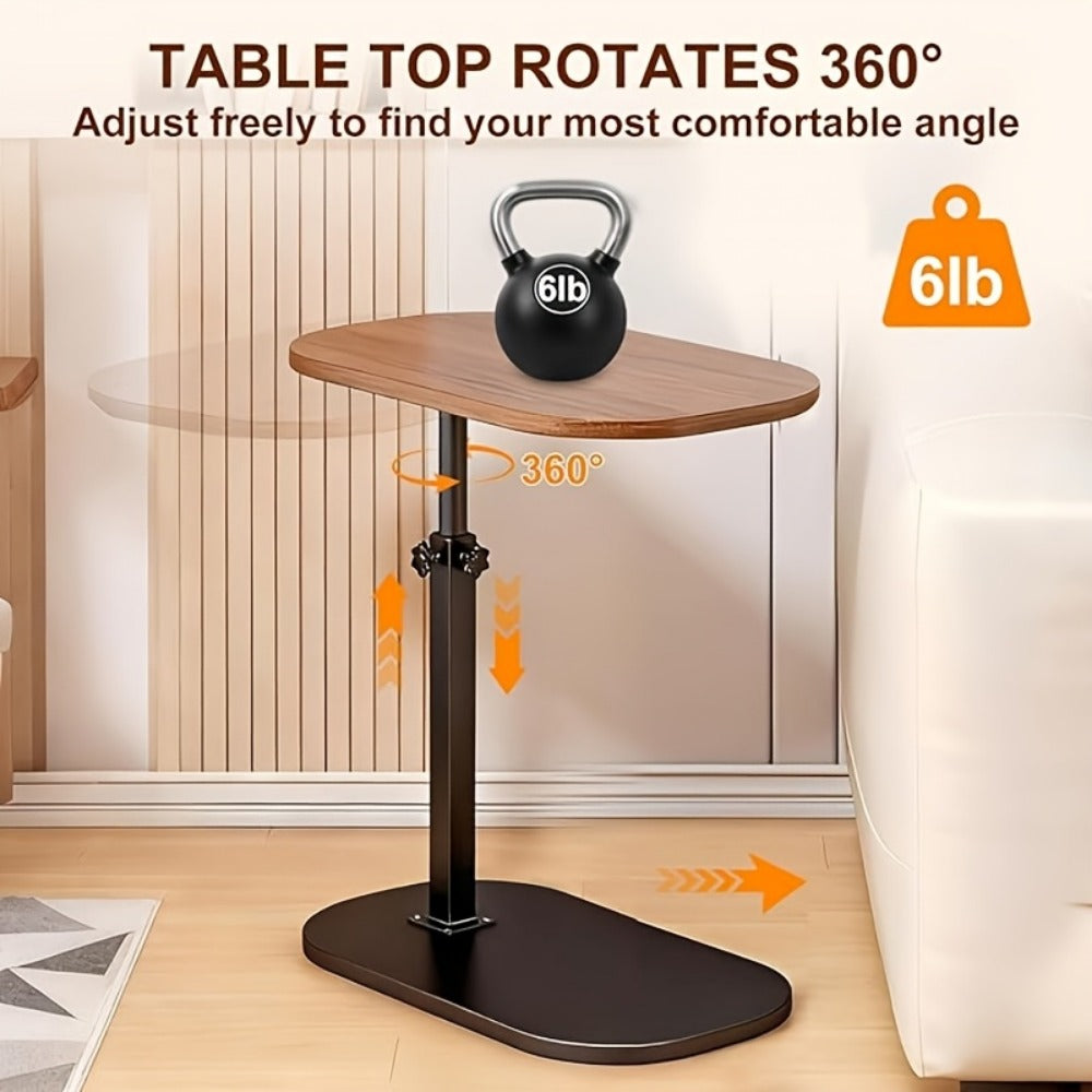 Side Table C-Shaped with 360-Degree Rotation, 180-Degree Flip Top and Four-Step Assembly with Model-Specific Finish and Structure Options