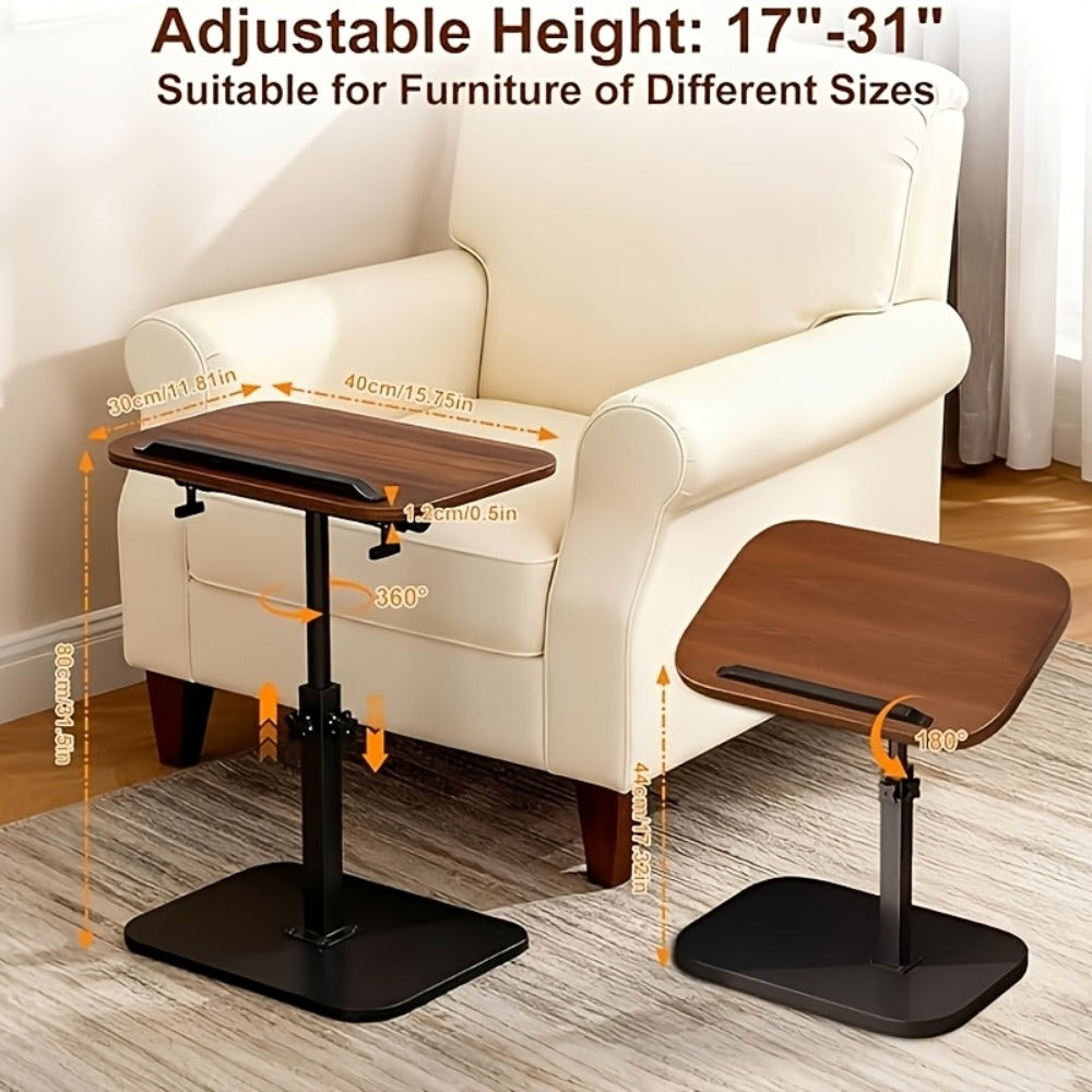 Side Table C-Shaped with 360-Degree Rotation, 180-Degree Flip Top and Four-Step Assembly with Model-Specific Finish and Structure Options