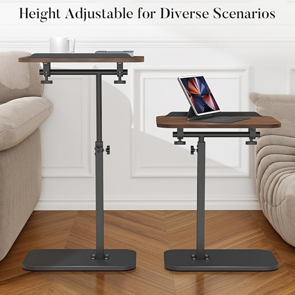Side Table C-Shaped with 360-Degree Rotation, 180-Degree Flip Top and Four-Step Assembly with Model-Specific Finish and Structure Options