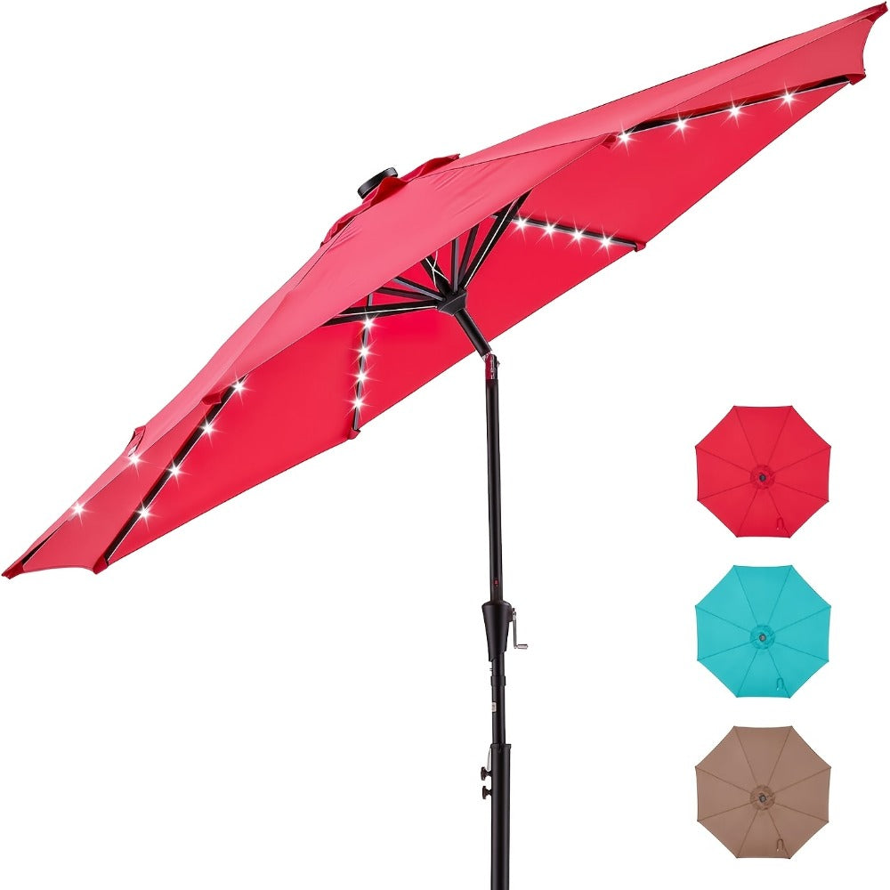 Patio Umbrella 7.5FT to 10FT Table Style with Eight Steel Ribs, Push-Button Tilt and Crank