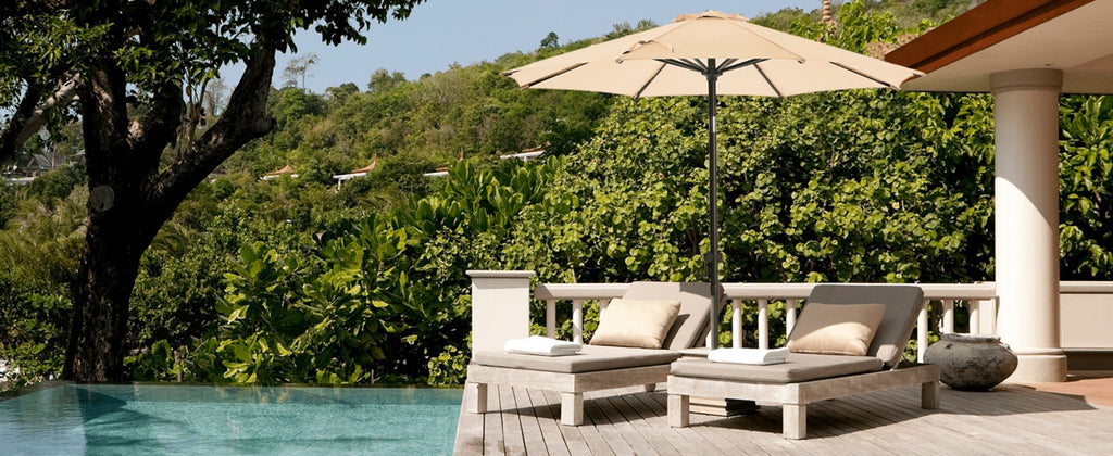 Patio Umbrella 7.5FT to 10FT Table Style with Eight Steel Ribs, Push-Button Tilt and Crank