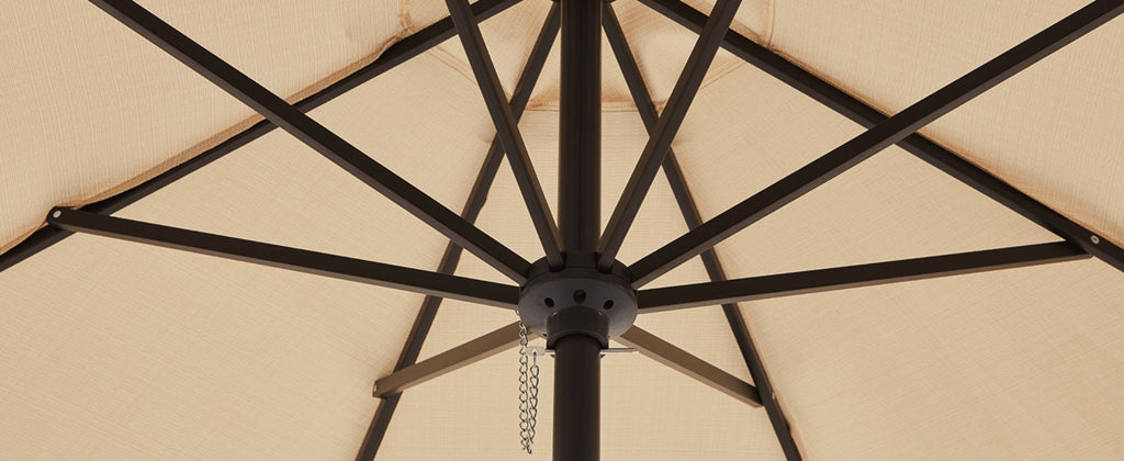 Patio Umbrella 7.5FT to 10FT Table Style with Eight Steel Ribs, Push-Button Tilt and Crank