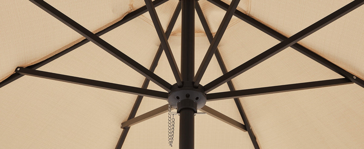 Patio Umbrella 7.5FT to 10FT Table Style with Eight Steel Ribs, Push-Button Tilt and Crank
