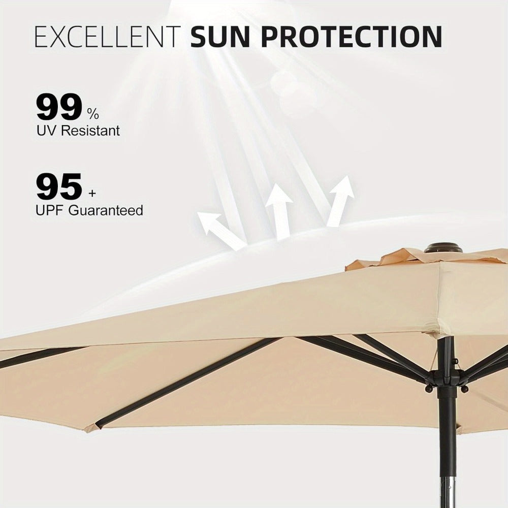 Patio Umbrella 7.5FT to 10FT Table Style with Eight Steel Ribs, Push-Button Tilt and Crank