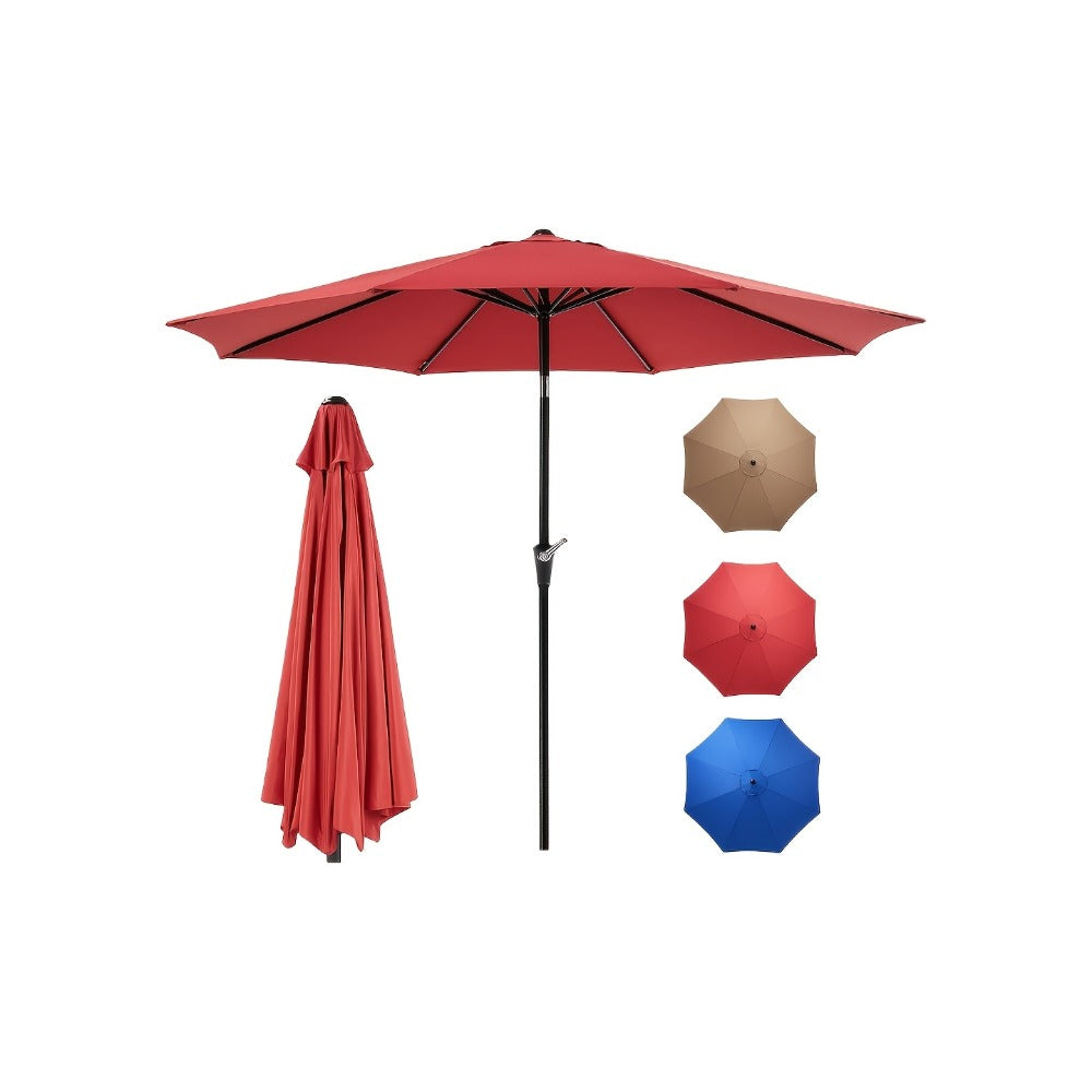 Patio Umbrella 7.5FT to 10FT Table Style with Eight Steel Ribs, Push-Button Tilt and Crank