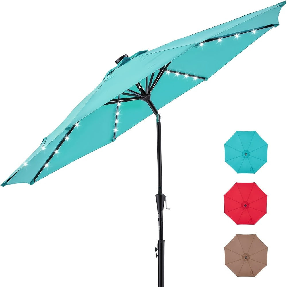 Patio Umbrella 7.5FT to 10FT Table Style with Eight Steel Ribs, Push-Button Tilt and Crank