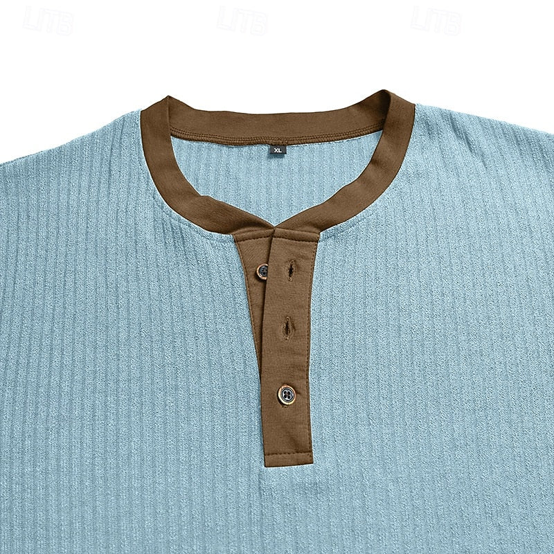 Owen | Geripptes Henley-Shirt mit langen Ärmeln
