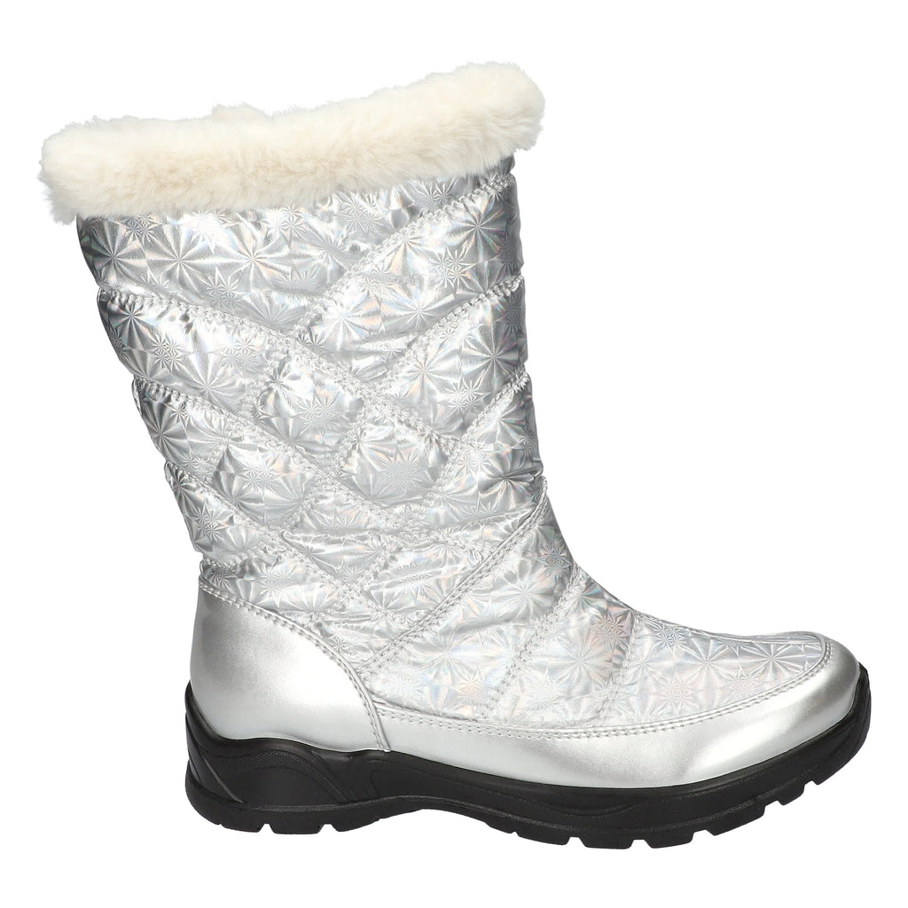 Easy Street Women's Cuddle Easy Dry Silver Patent Boots
