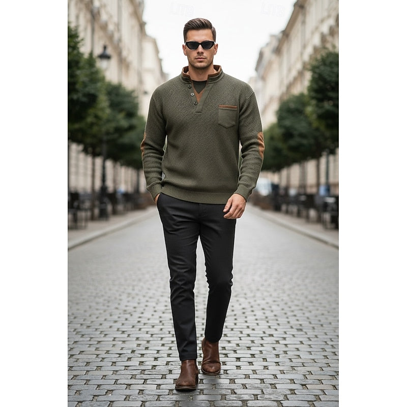 Harlan | Strukturiertes Langarm-Henley-Shirt