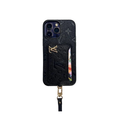 Luxe Kartenhalter-Schutzhülle mit Band – Inspirierte Eleganz für das iPhone