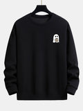 Ghost Drinking Coffee Print Relax Fit Sweatshirt