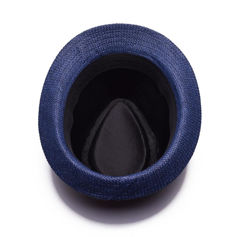 Solid Color Straw Trilby Hat with Black Hatband
