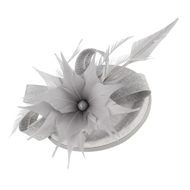 Haarclip Blumen-Pillbox-Fascinator mit Federn
