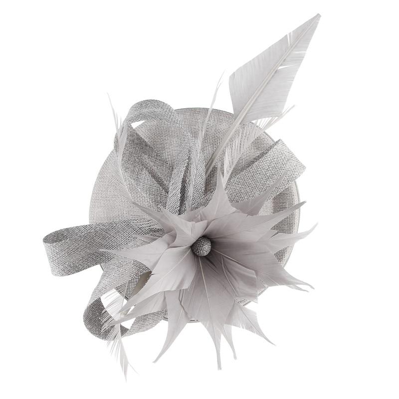 Haarclip Blumen-Pillbox-Fascinator mit Federn